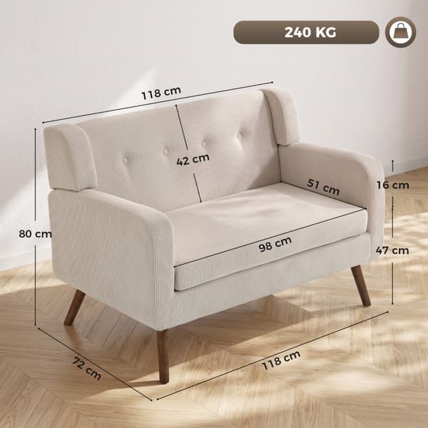 SONNENH 2-sitssoffa, Polyester, Beige, 118 × 72 × 80 cm