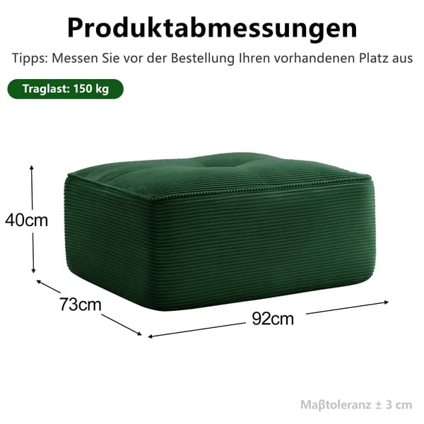 SONNENH Cordelia Ottoman Corduroy- Grøn