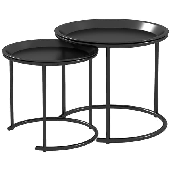 SONNENH Sidebord – sæt med 2, Stål, Sort, 43 × 43 × 38 cm