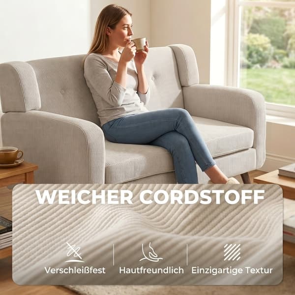 SONNENH 2-sitssoffa, Polyester, Beige, 118 × 72 × 80 cm