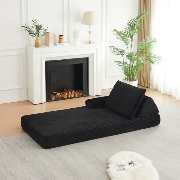 SONNENH Sofa, Fløjl / Skum, Sort, 211,5 × 106,5 × 48 cm