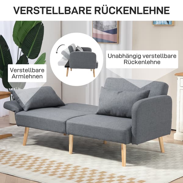 SONNENH Bäddsoffa, Polyester, Grå, 170 × 83 × 80 cm
