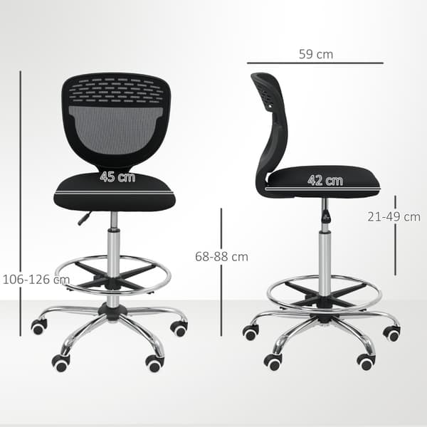 SONNENH Kontorstol, Polyester, Sort, 59 × 59 × 126 cm