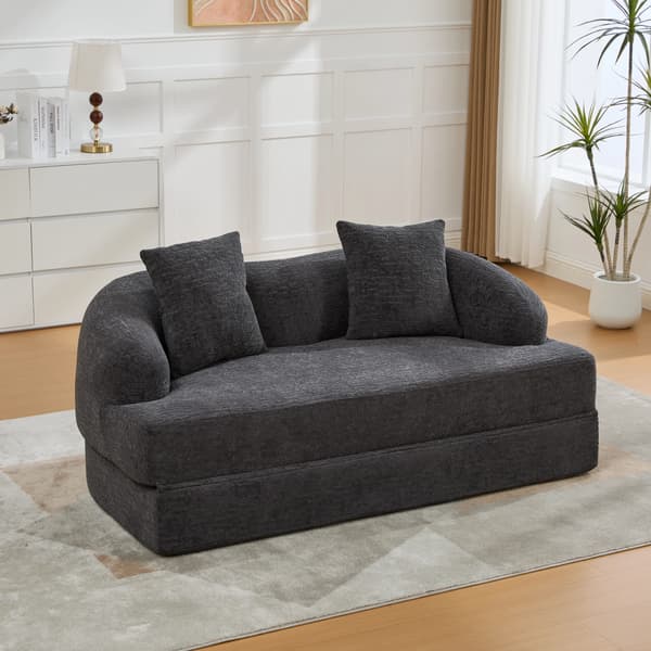 SONNENH Sovesofa, Chenille, Mørkegrå, 157 × 84 × 65 cm