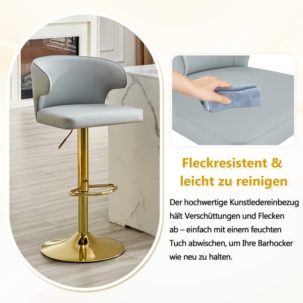SONNENH Barstol – set med 2, PU, Ljusgrå, 49,7 × 45 × 110 cm