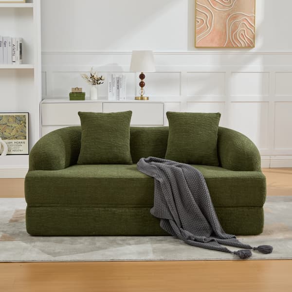 SONNENH Bäddsoffa, Chenille, Grön, 157 × 84 × 65 cm