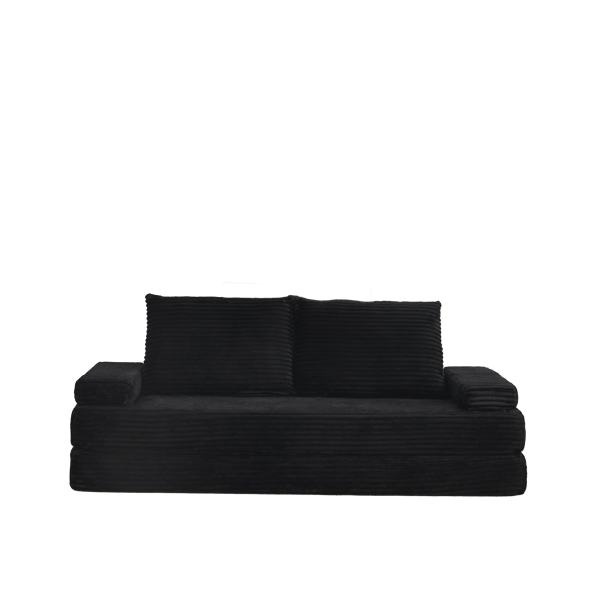 SONNENH Sofa, Fløjl / Skum, Sort, 211,5 × 106,5 × 62 cm
