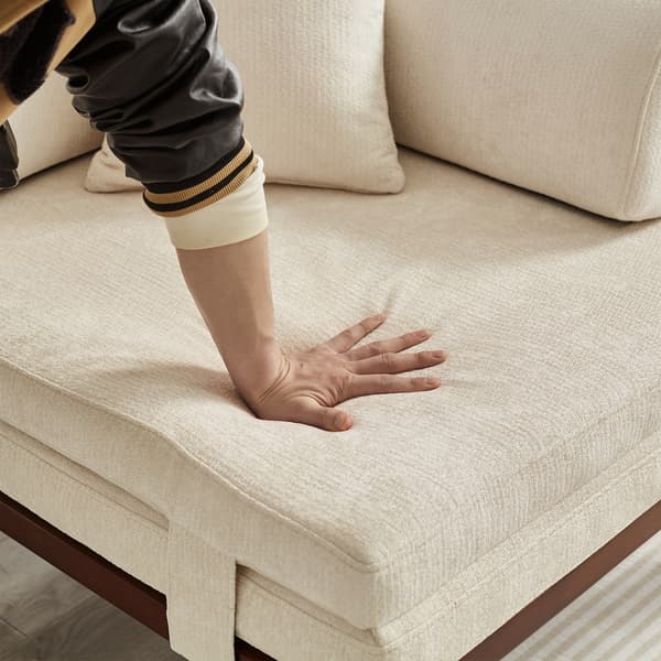 SONNENH Solid Træ Folde Sofa Seng – Multifunktionel Enkel Udtræksseng - BEIGE
