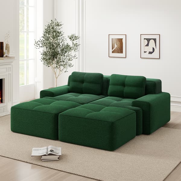 SONNENH Cloud Modular Sofa Boneless U- Shaped Sofa, Komfortabel Corduroy Cloud Sofa, Modular Sofa med Ottoman, Modular Two-Seater Sofa