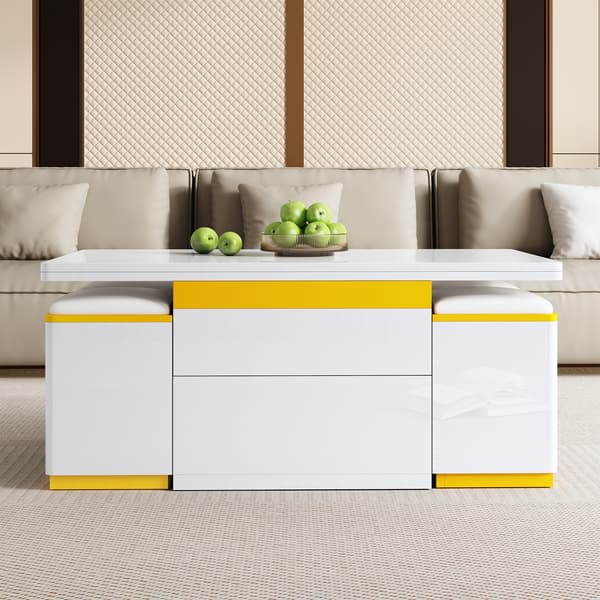 SONNENH Sofabord, MDF / Spånplade, Hvid, 100 × 50 × 43 cm