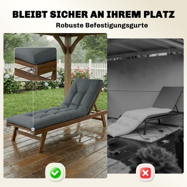 SONNENH Sittdyna, Polyester, Mörkgrå, 198 × 65 × 13 cm