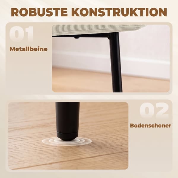 SONNENH Spisestuestol – sæt med 2, Polyester, Cremefarvet, 59,5 × 58 × 81,5 cm
