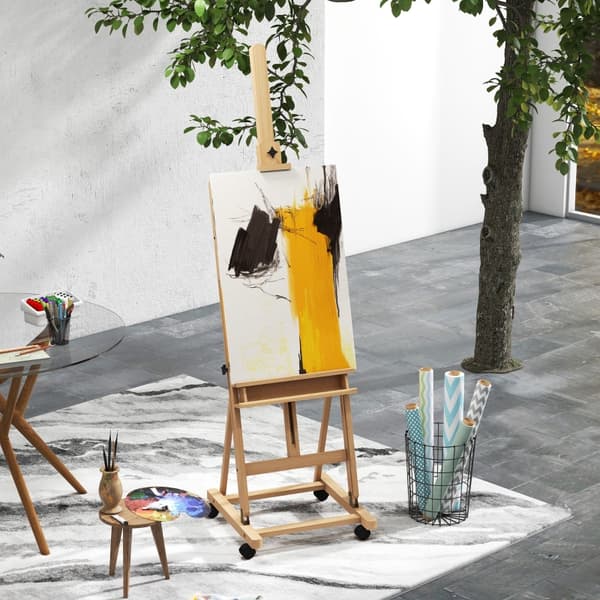 SONNENH Staffeli, kunstnerstaffeli, højdejusterbart, 4 hjul, natur + sort