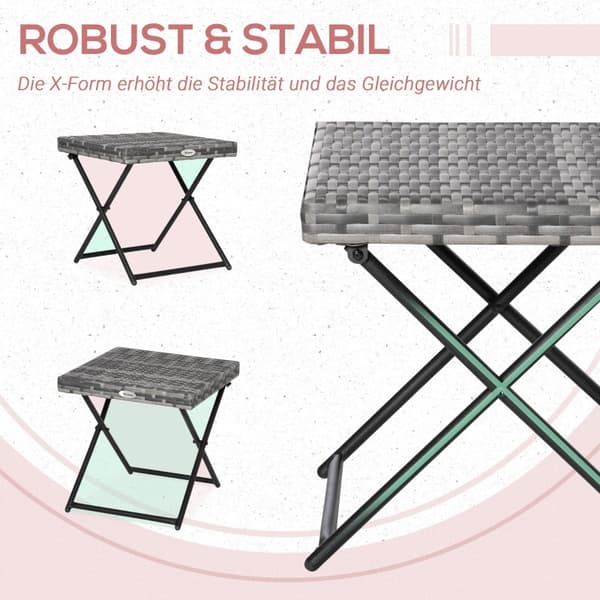 SONNENH Havebord polyrattan foldbart sofabord foldbart bord metalramme grå 40x40x40 cm