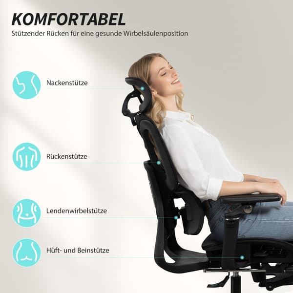 SONNENH Kontorstol, Plast, Sort, 71 × 67 × 133 cm