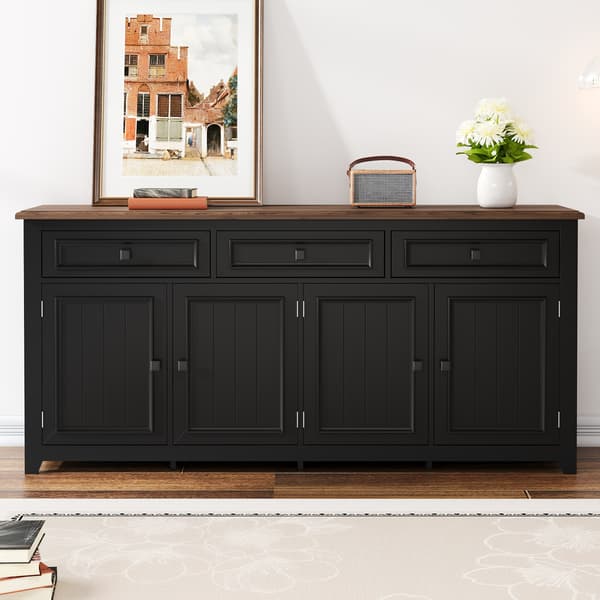 SONNENH Skænk, MDF, Sort, 160 × 35 × 76 cm