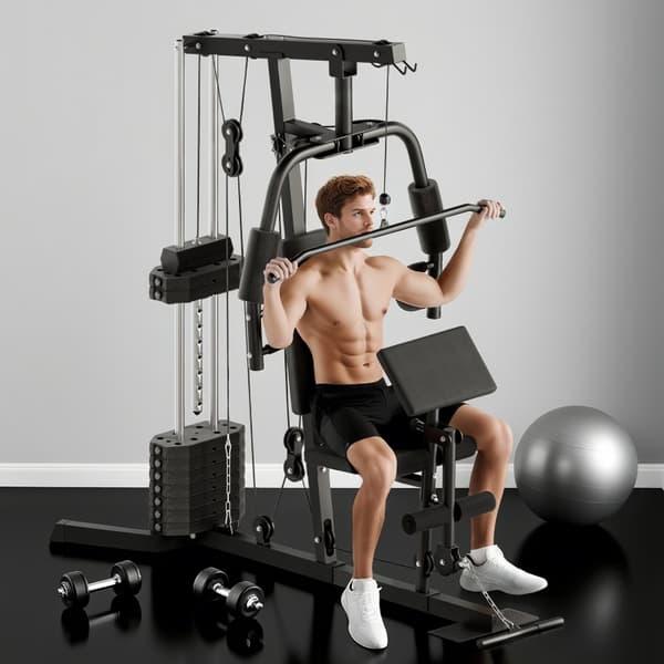 SONNENH Multigym med 45 kg viktstack 180 x 108 x 200 cm Stål Svart