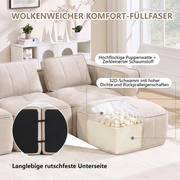 SONNENH Sofa, Polyester, Beige, 344 × 93 × 67 cm