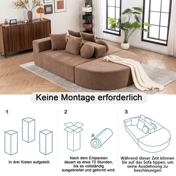 SONNENH Helt komprimerad benlös soffa, vardagsrum/sovrum med segmenterad molnsoffa, modern modulsoffa, ingen montering, bekvämt hudvänligt chenilletyg