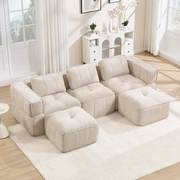 SONNENH 3-sitssoffa, Polyester, Beige, 271 × 162 × 67 cm