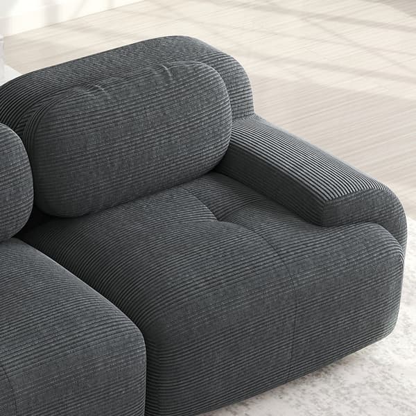 SONNENH 2-sæders fløjlssofa, framless sofa, modulær kombination med chaise longue, non-slip, ergonomiske armlæn og meget elastisk polstring til stue