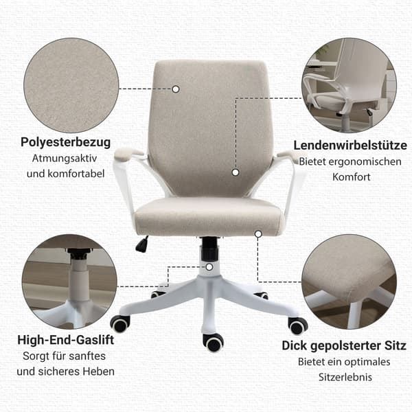 SONNENH Kontorstol, Polyester, Beige, 62 × 69 × 100 cm