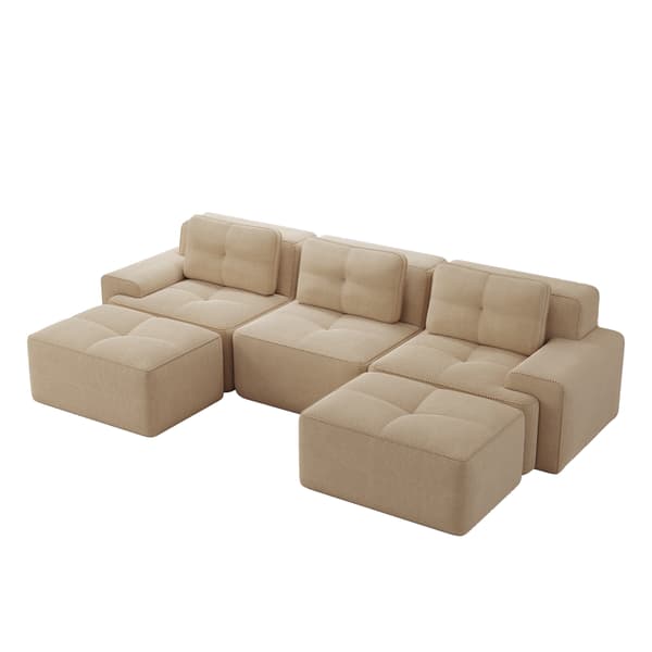 SONNENH Cloud Modular Sofa Boneless U Shaped Sofa, Modular Sofa med Ottoman, Modular Cloud Sofa, 3 Seater Corduroy Cloud Sofa för vardagsrum