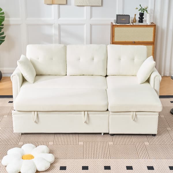 SONNENH Sovesofa, Chenille, Beige, 206 × 130 × 85 cm