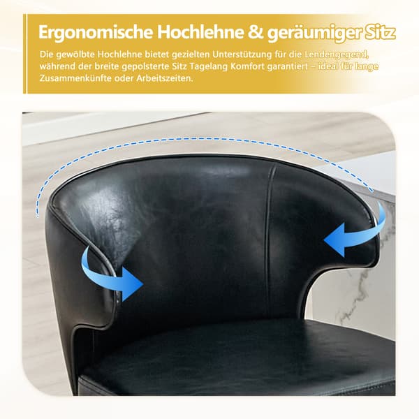 SONNENH Barstol – set med 2, PU, Svart, 49,7 × 45 × 110 cm