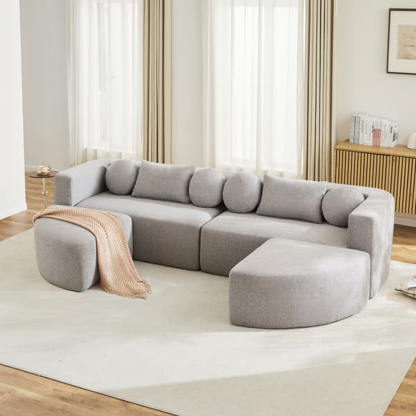 SONNENH Modulär soffa med sovfunktion, helt komprimerad molnsoffa, chenille, ingen montering, grå, B292 x D165 x H68 cm