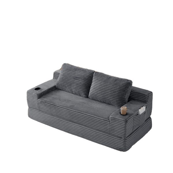 SONNENH Sovesofa, Fløjl, Grå, 180 × 85 × 62 cm