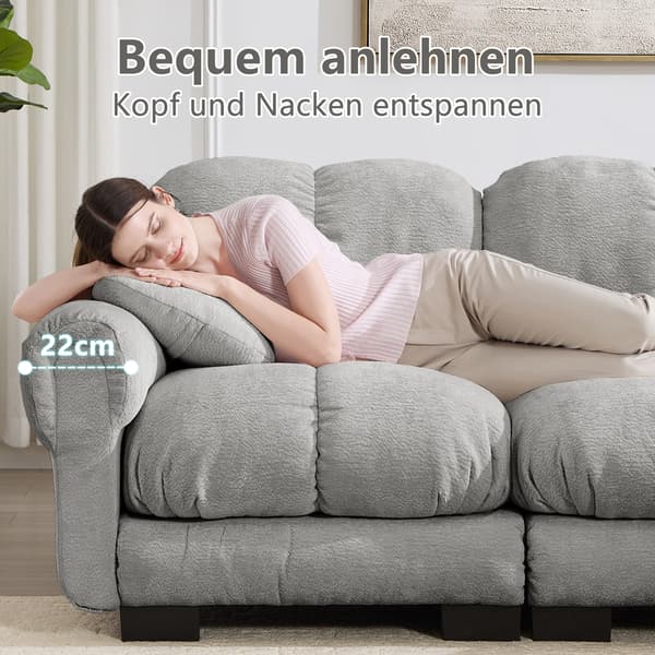 SONNENH 2-sitsig Chenille Sofa, L-formad Modular Corner Sofa, Fine Quilted Design, Elegant Style, Thick Seat Cushions, Soft & Supportive