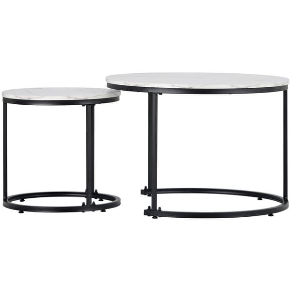 SONNENH Runda Kaffebord 2-Piece Set Living Room Round Nested Side Table 2 Round Side Tables