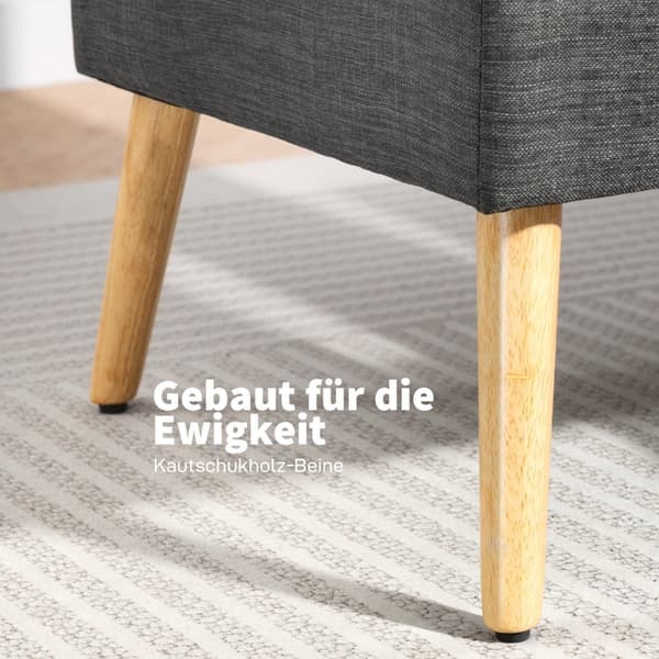 SONNENH 2 Sæder Sofa Tufted Tilbage træ ben Tyk polstring Hør Se efter små rum Gray