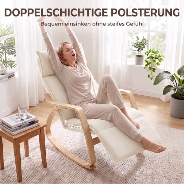 SONNENH Gyngestol, Polyester, Cremehvid, 106 × 67 × 92 cm