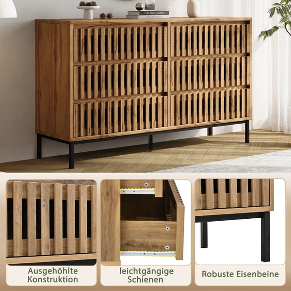 SONNENH Kommode, MDF / Spånplade, Naturfarvet, 120 × 40 × 81 cm