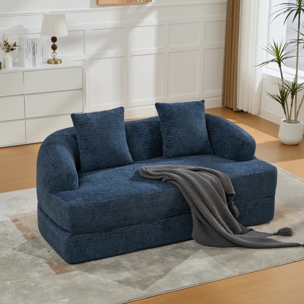 SONNENH Bäddsoffa, Chenille, Marinblå, 157 × 84 × 65 cm