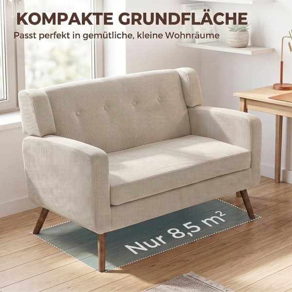 SONNENH 2-sitssoffa, Polyester, Beige, 118 × 72 × 80 cm
