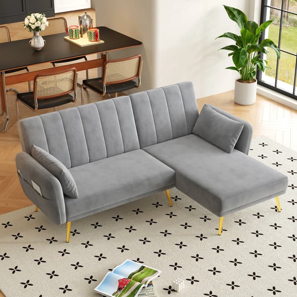 SONNENH Modern hopfällbar soffa, L-formad soffa, bäddsoffa med extra hörn, hörnsoffa med sovfunktion, lämplig för vardagsrum, sovrum, hemmabio