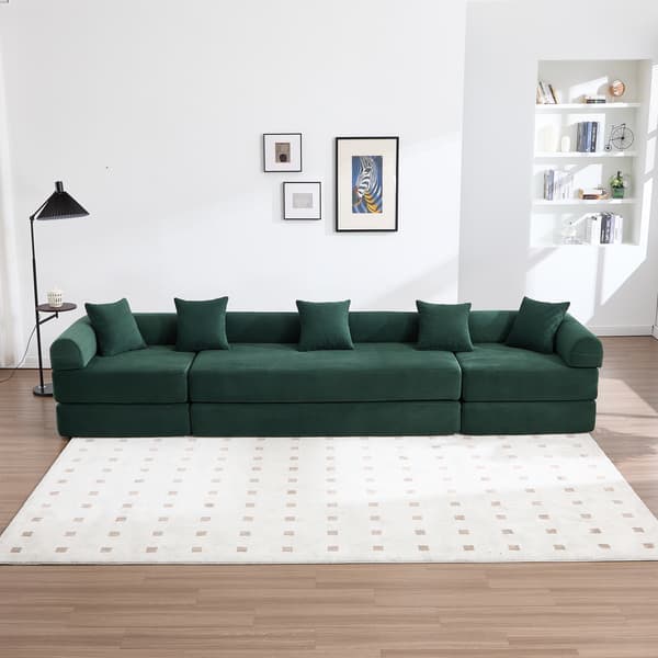 SONNENH Sofa, Fløjl, Smaragdgrøn, 270 × 180 × 64 cm