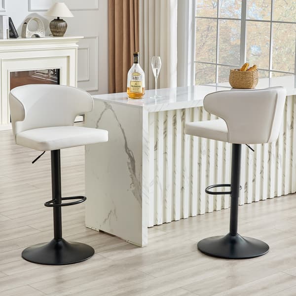 SONNENH Barstol – set med 2, PU, Vit, 49,7 × 45 × 110 cm