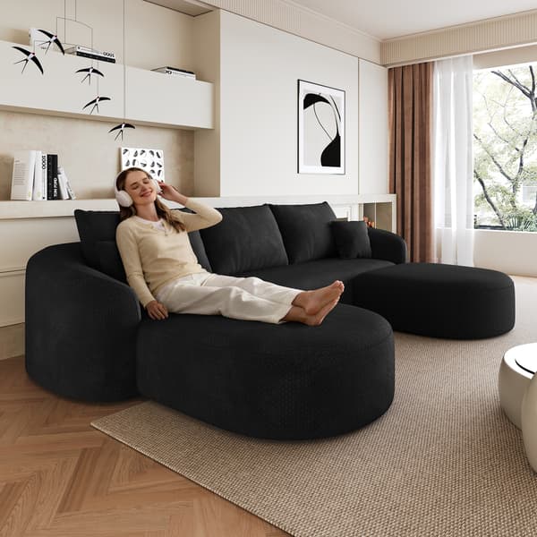 SONNENH 266 cm U- formet hjørne sofa, svamp kompression sofaer, udbenet modulær sofa, kompression sofaer til stue, soveværelse, lejlighed