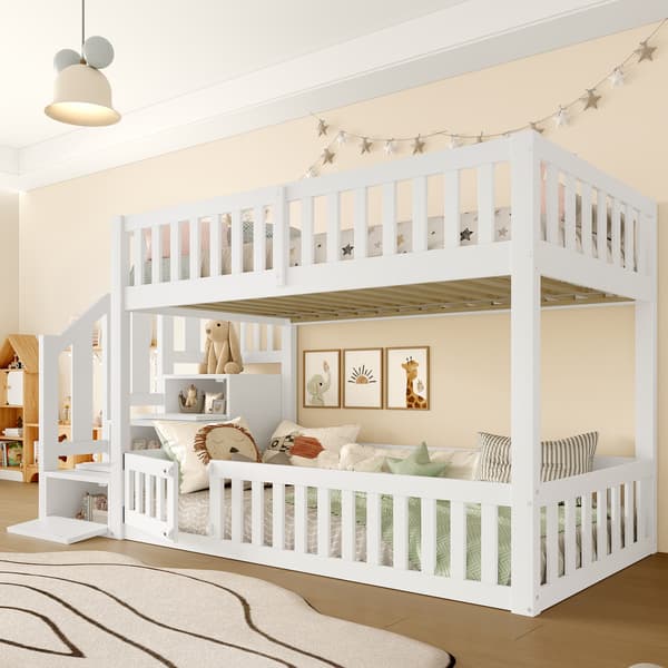 SONNENH 90X200 Bunk Bed, stege med lagring, vit