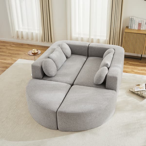 SONNENH Modulär soffa med sovfunktion, helt komprimerad molnsoffa, chenille, ingen montering, grå, B292 x D165 x H68 cm