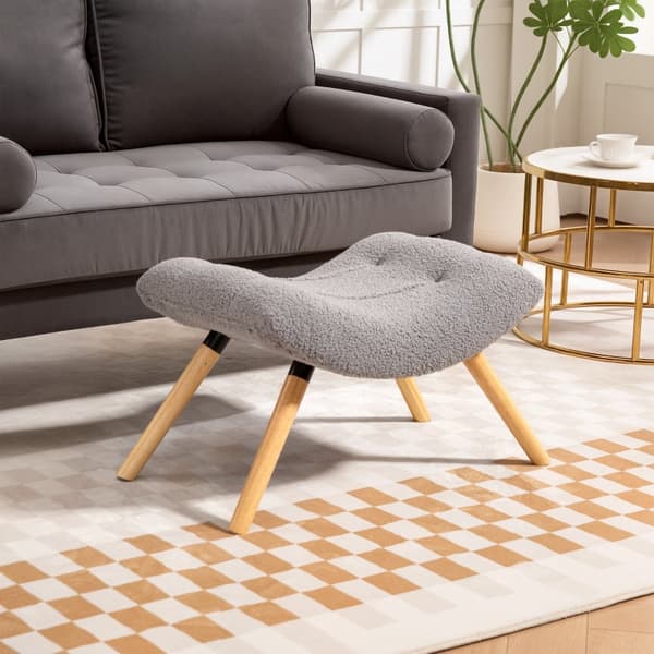 SONNENH Fotpall, Polyester, Ljusgrå, 67 × 45 × 38 cm