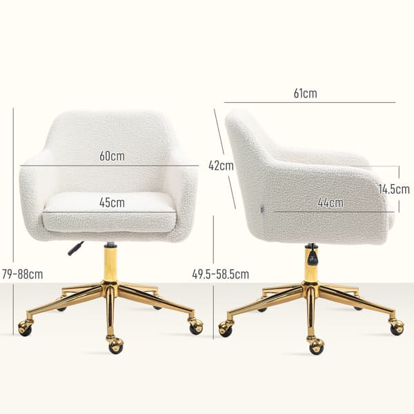 SONNENH Kontorstol, Polyester, Cremehvid, 60 × 61 × 88 cm
