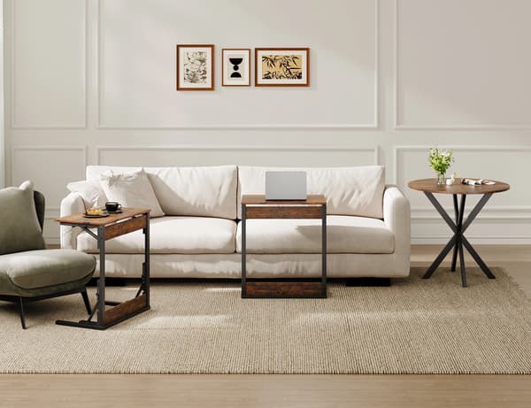 SONNENH Sidebord – sæt med 2, Jern / Spånplade, Rustik brun, 60 × 37 × 71 cm