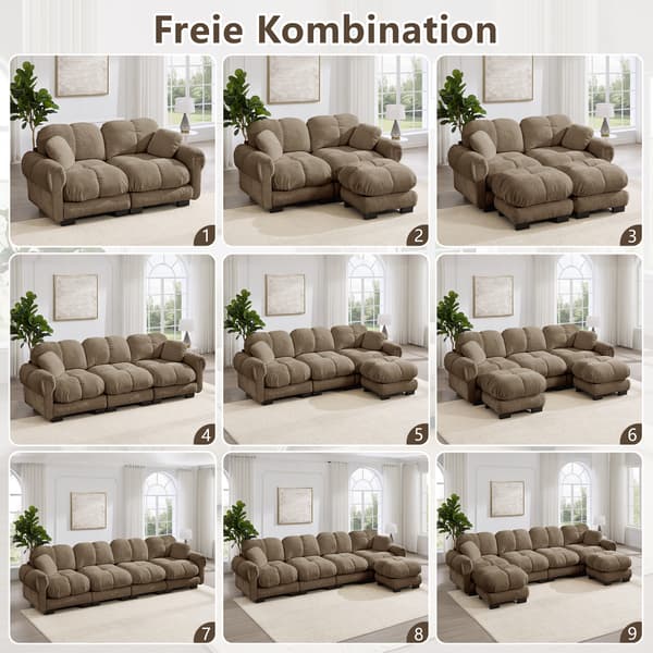 SONNENH 2-sitsig Chenille Sofa, L-formad Modular Corner Sofa, Fine Quilted Design, Elegant Style, Thick Seat Cushions, Soft & Supportive