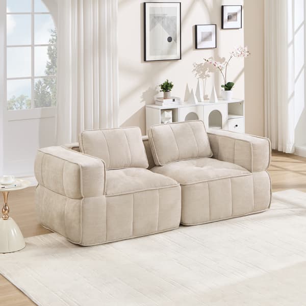 SONNENH 2-personers sofa, Polyester, Beige, 198 × 93 × 67 cm