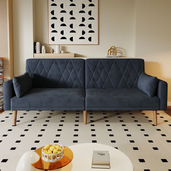 SONNENH Liten soffa, tvåsitssoffa, bäddsoffa, bäddsoffa med sovfunktion, bäddsoffa av sammetstyg, lämplig för vardagsrum, sovrum, hemmabio, gästrum